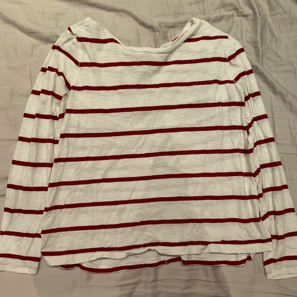 Madewell Burgundy striped long sleeve shirt